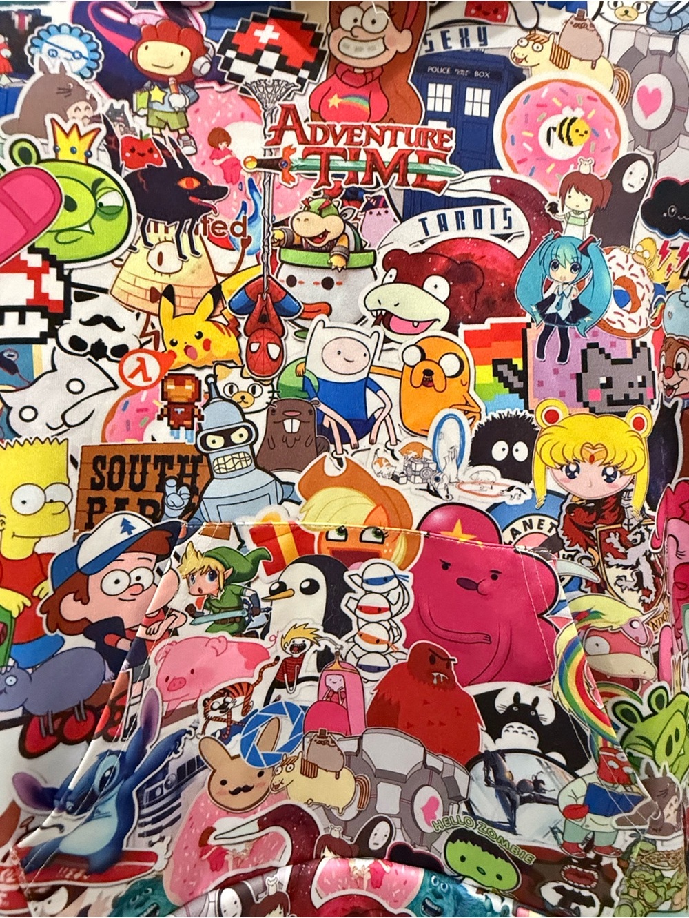 Kids size small cartoon collage hoodie- adventure time, anime, pop culture - Picture 2 of 2